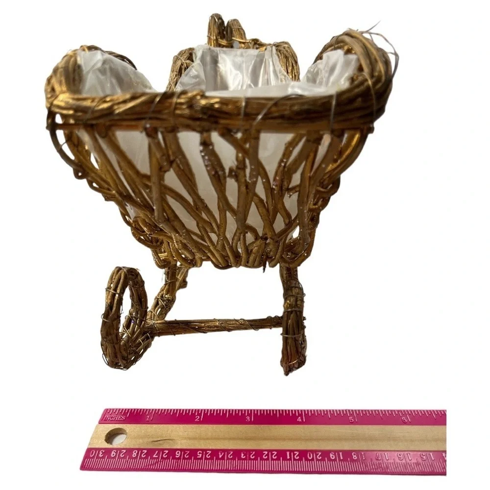 Wicker‎ Sleigh Basket Natural Rattan Santa Claus Christmas Floral Arrangement